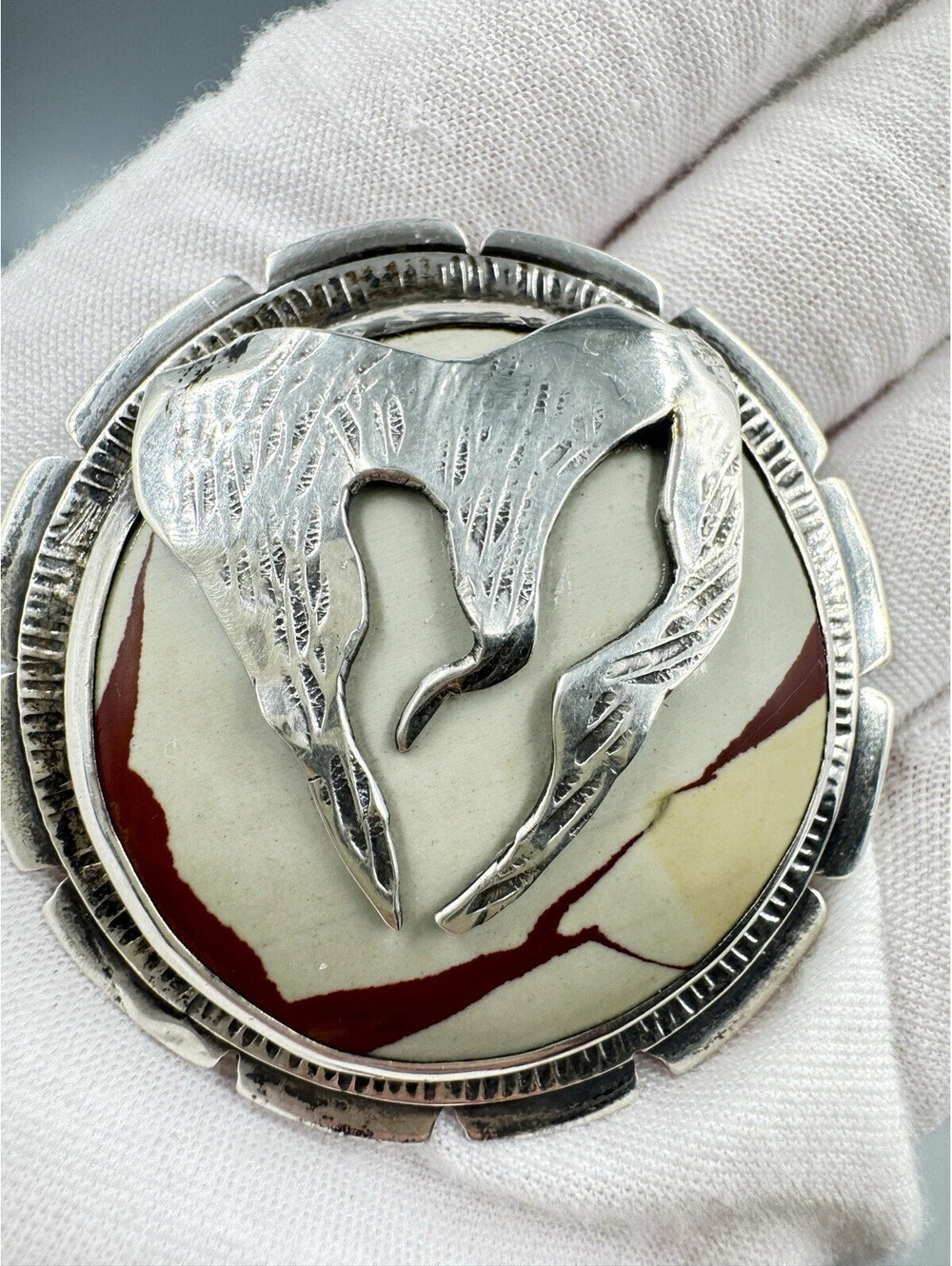 Vintage American Brutalist Artist Signed GROVES Sterling Silver Heavy Brooch